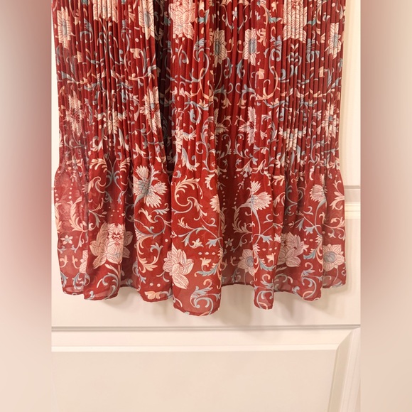 Anthropologie Women’s Arcadia Red Lace Floral Midi Dress size 0 - Picture 6 of 10